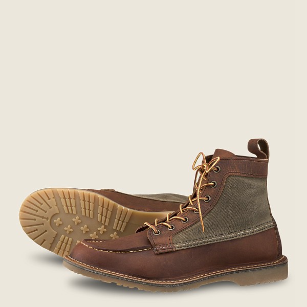 Red Wing Heritage Boots Weekender Canvas Moc - 6-inchr Rough & Tough Leather - Brown - Mens LXE65917